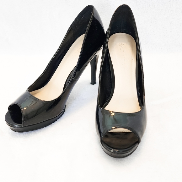 Womens Wild Diva Lounge Black Peep Toe Pumps Heels 4 Inch - Picture 2 of 3